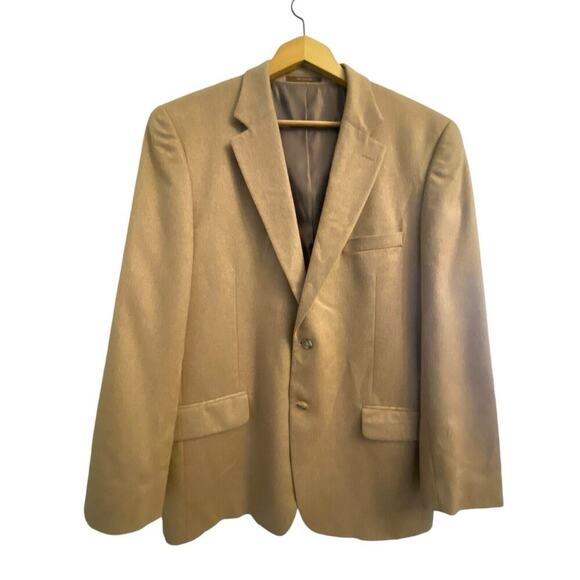 Tasso Elba 100% Camel Hair Blazer Size 42L For Macys Single Vent Lined Pockets - Picture 1 of 16